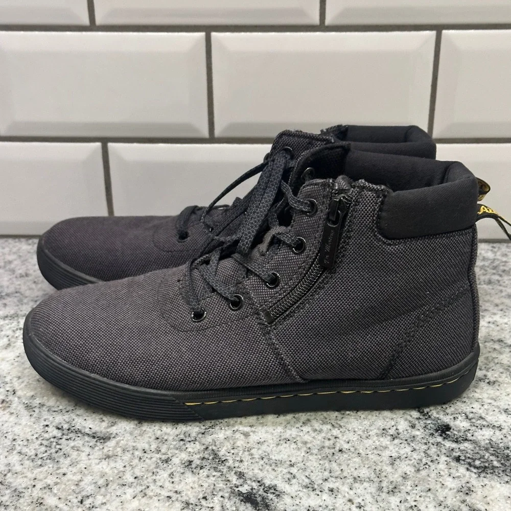 Dr Martens Maegley Black Canvas High Top Lace‎ Up Zip Boots Mens Size 7 US